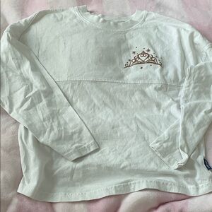Disney White Long Sleeve Tee with Gold Crown Design